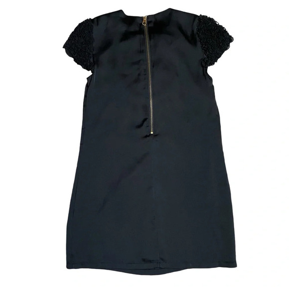 Ted Baker Black Ruffled Satin Mini Dress Shift Cocktail Tunic Style Size 0 - Picture 8 of 11